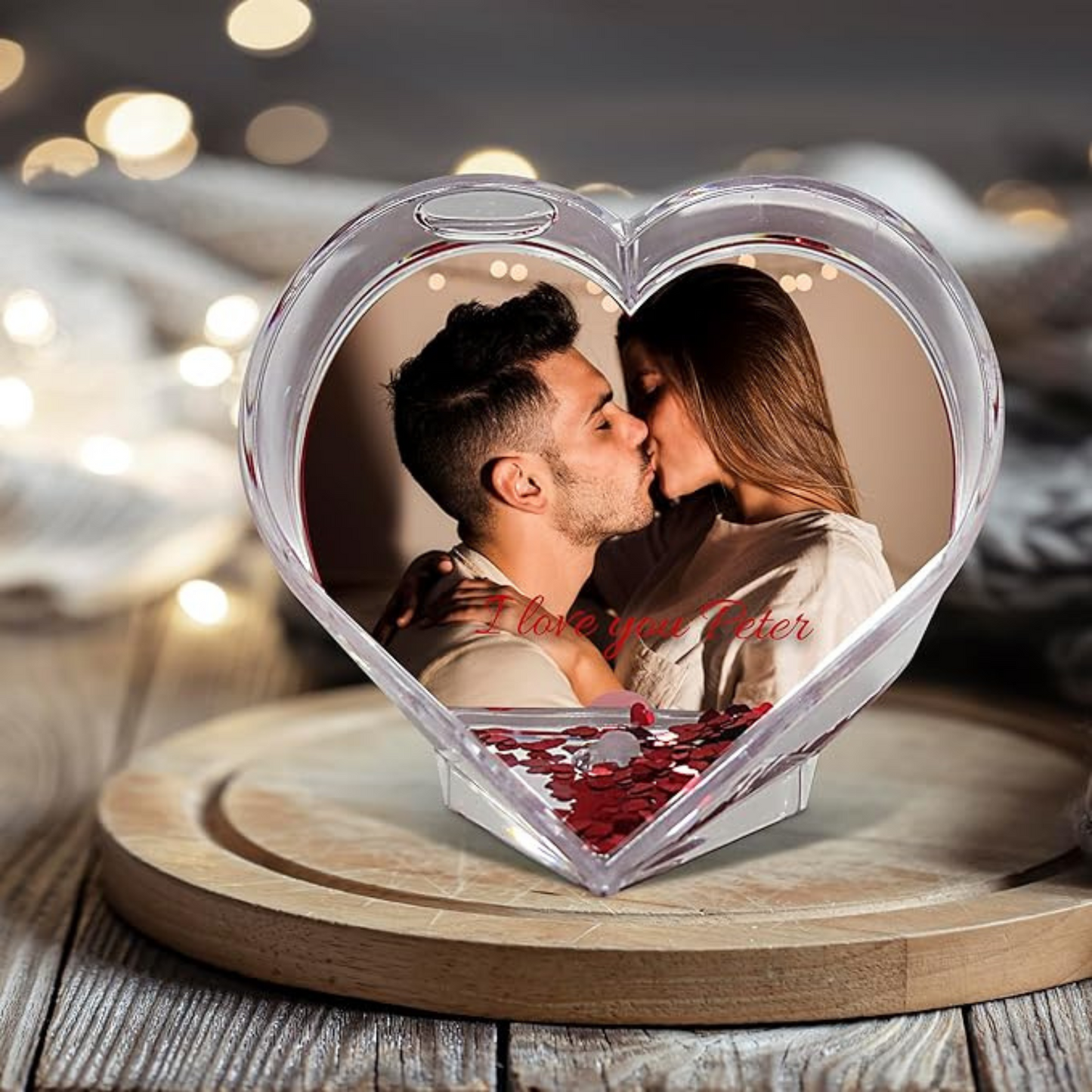 Cadre photo personnalisée en forme de coeur