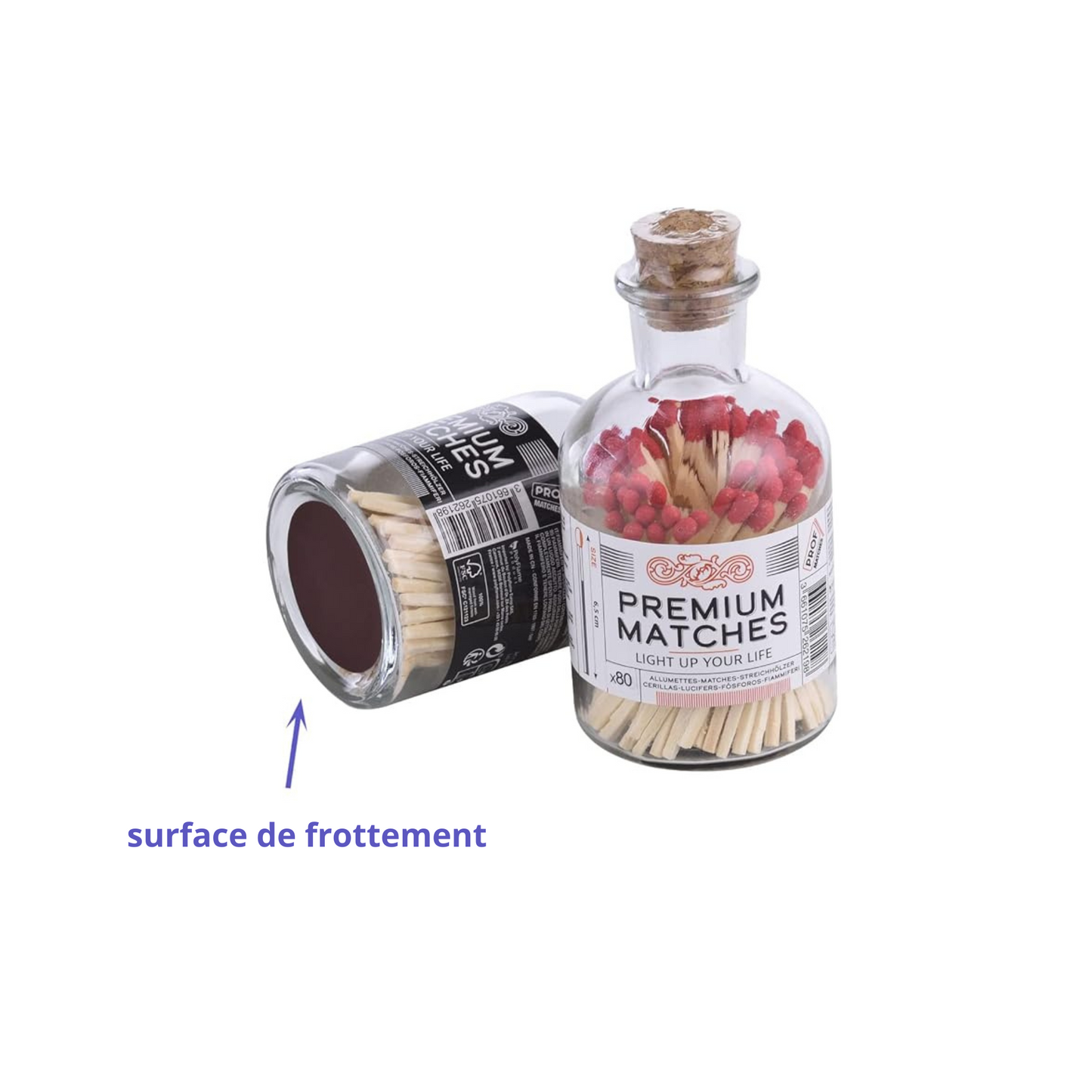 Allumettes décoratives en bouteille de verre