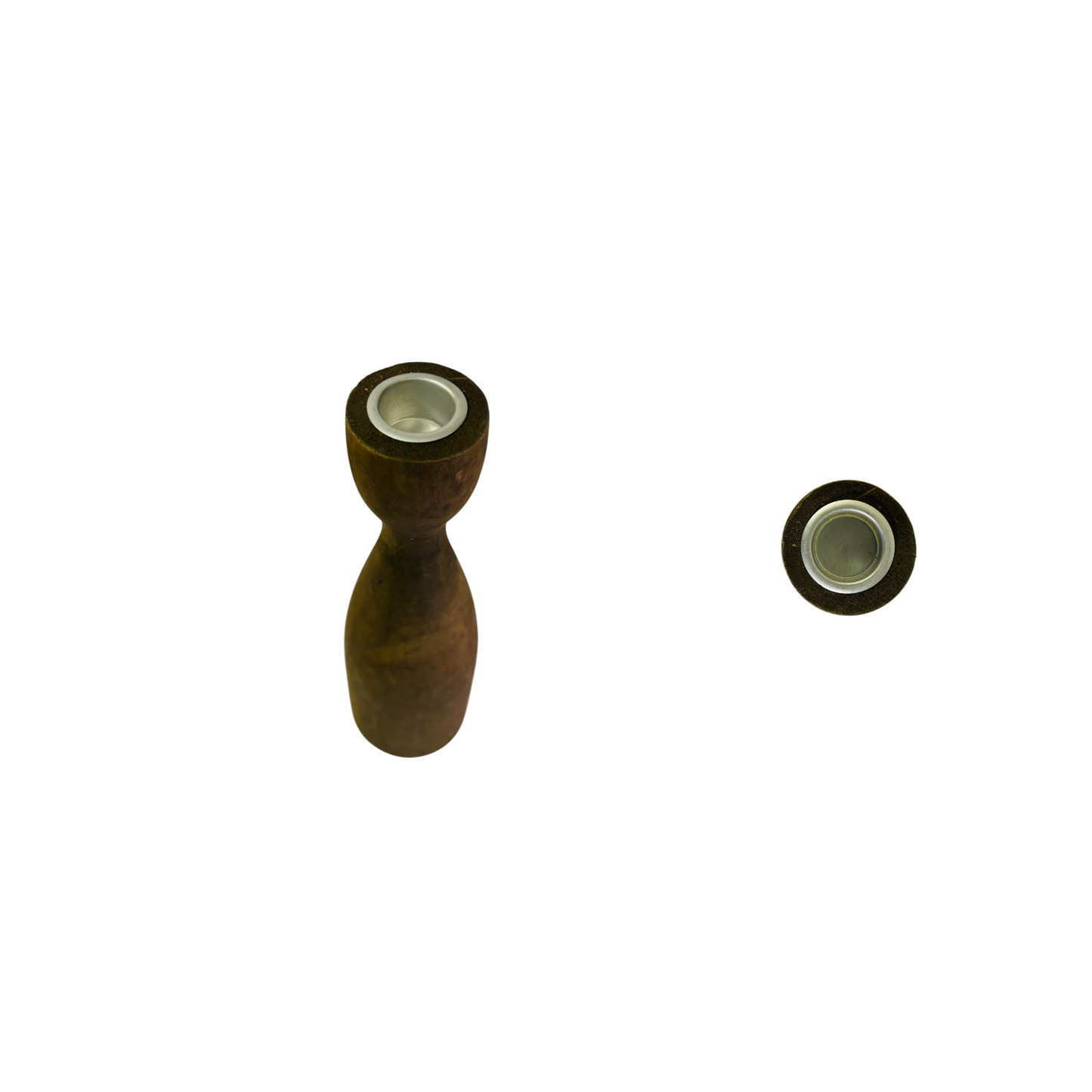 Lot de 2 porte bougies en bois