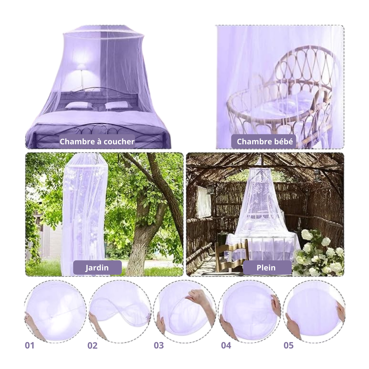 Moustiquaire de Lit Dôme – Violette