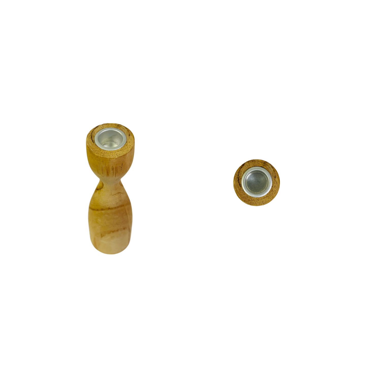 Lot de 2 porte bougies en bois