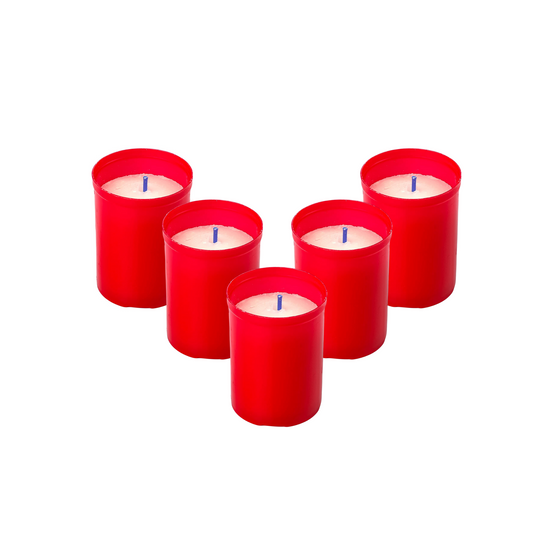 Lot de 5 Bougies Piliers Rouge 5x4cm