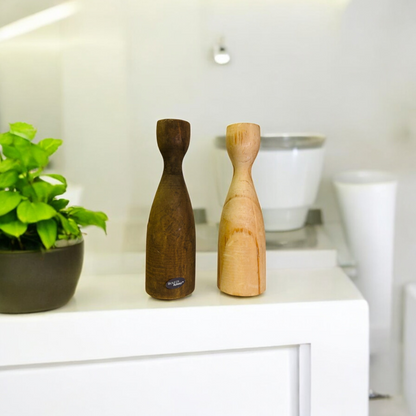 Lot de 2 porte bougies en bois