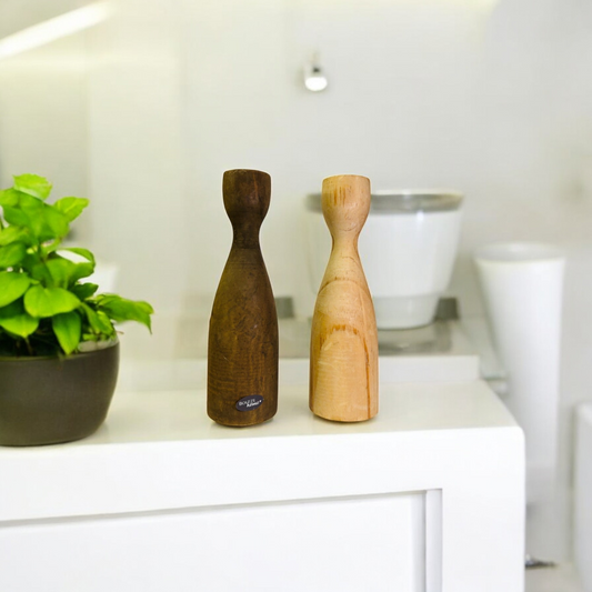 Lot de 2 porte bougies en bois