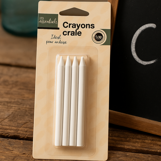 Crayons craie blancs pour ardoise - Lot de 4